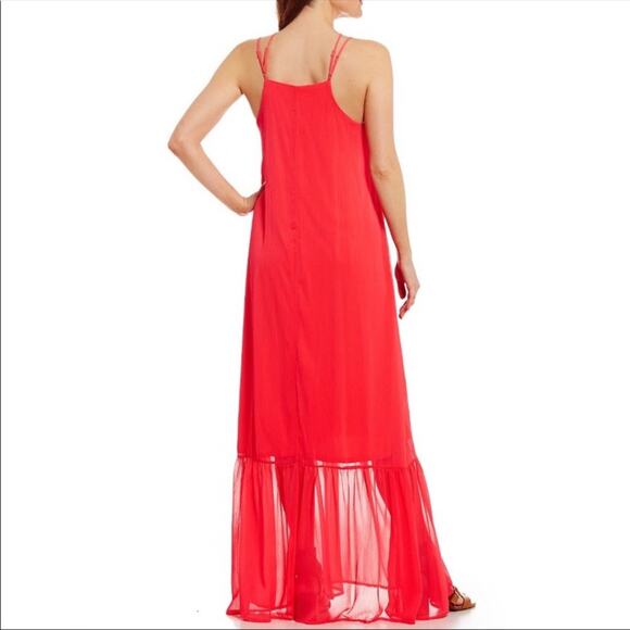 Gianni Bini Coral Peplum Hem Maxi Dress - Picture 2 of 12